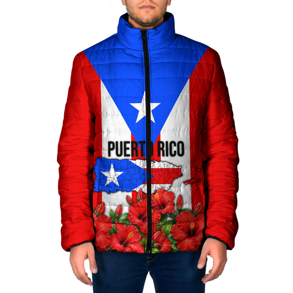 Puerto Rico Hispanic Heritage Padded Jacket Boricua Pride Flag Map And Statue Art