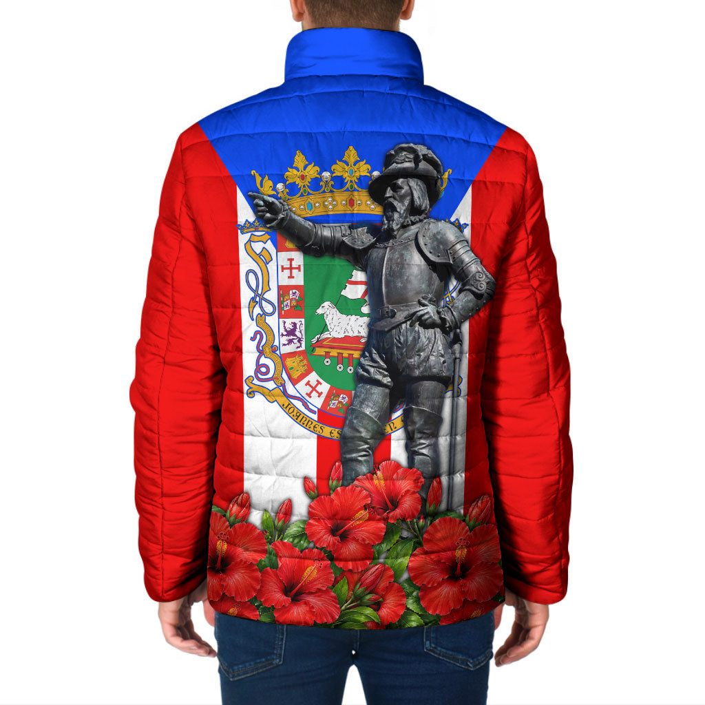 Puerto Rico Hispanic Heritage Padded Jacket Boricua Pride Flag Map And Statue Art