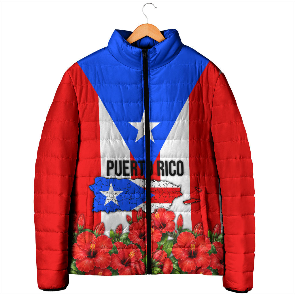 Puerto Rico Hispanic Heritage Padded Jacket Boricua Pride Flag Map And Statue Art