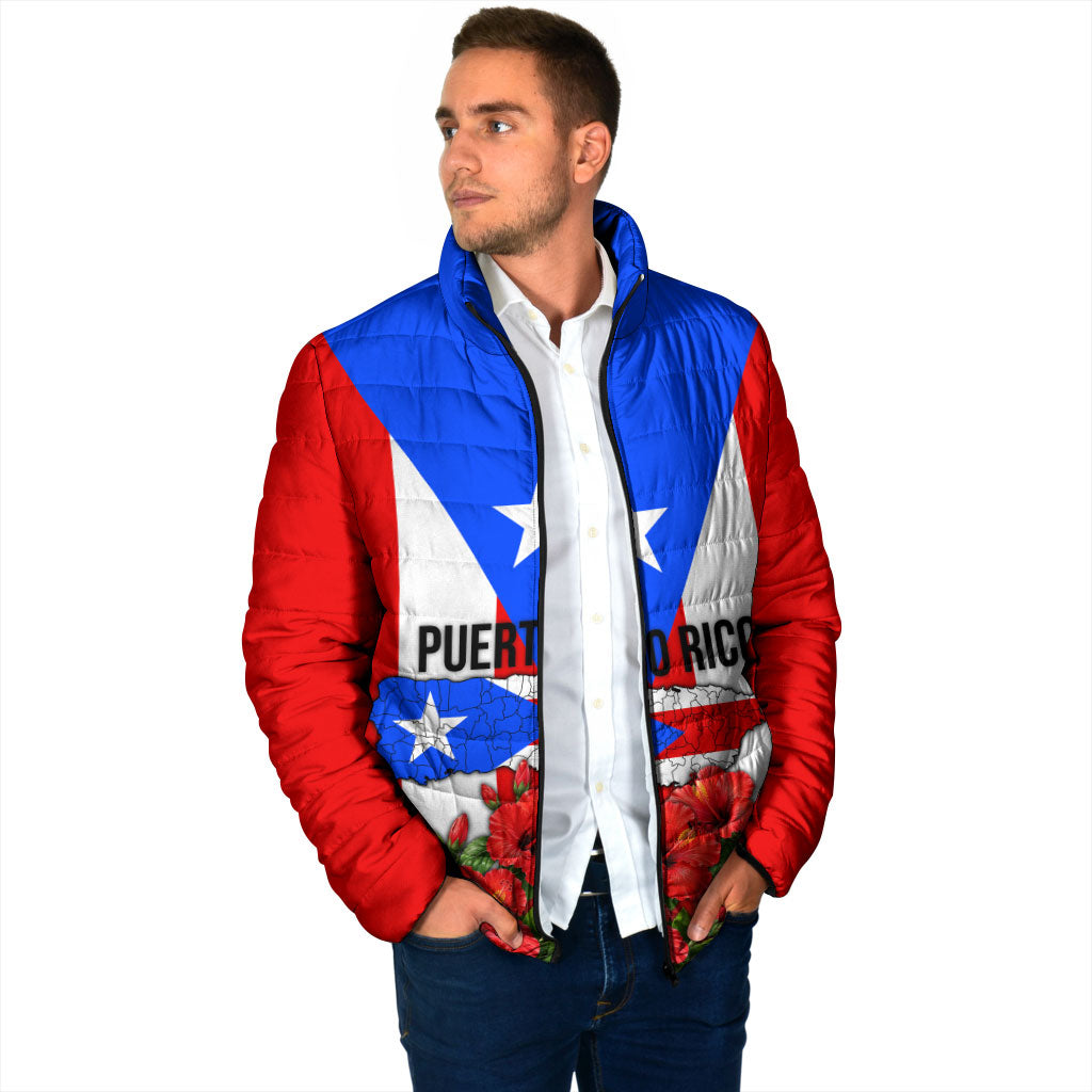 Puerto Rico Hispanic Heritage Padded Jacket Boricua Pride Flag Map And Statue Art