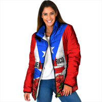 Puerto Rico Hispanic Heritage Padded Jacket Boricua Pride Flag Map And Statue Art