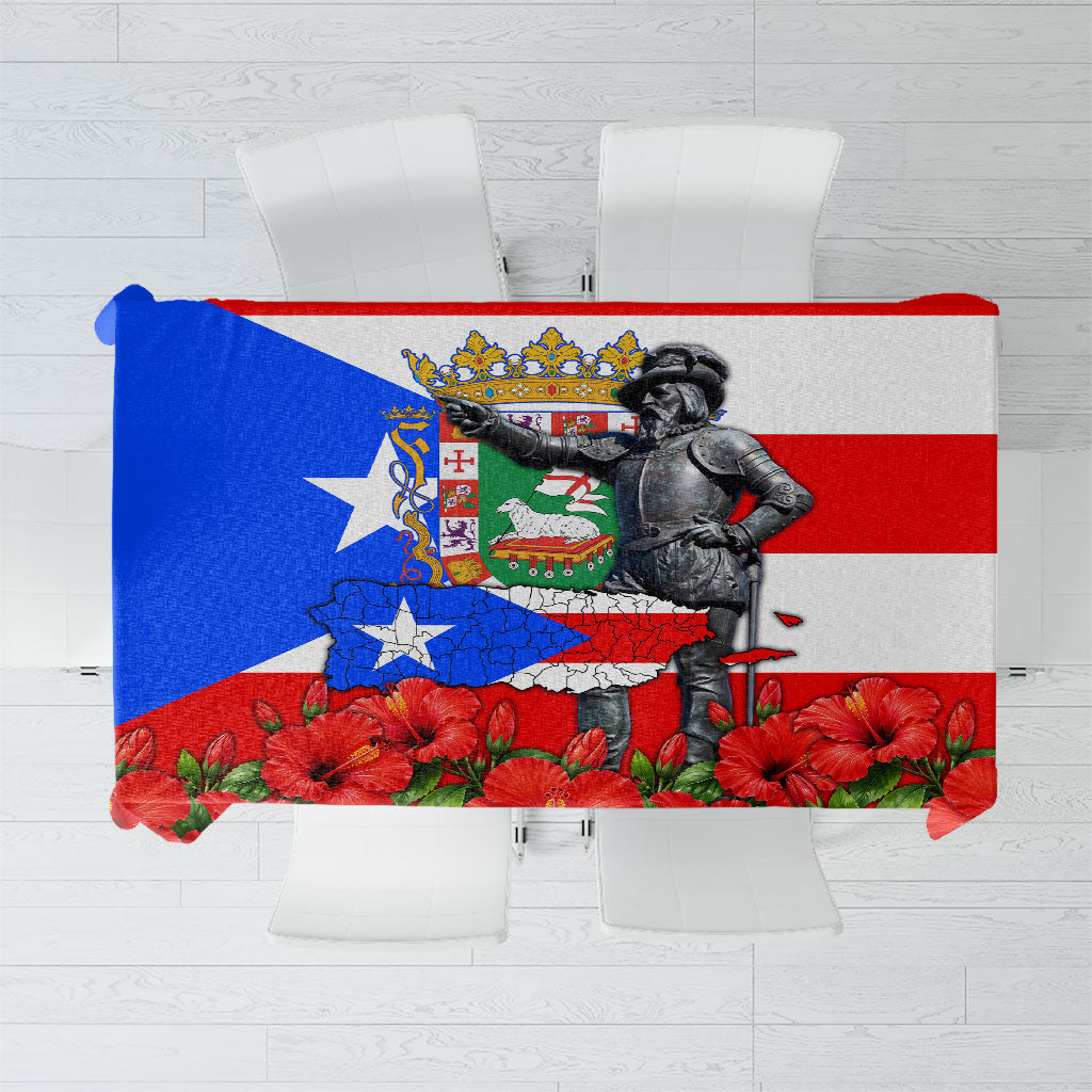 Puerto Rico Hispanic Heritage Tablecloth Boricua Pride Flag Map And Statue Art