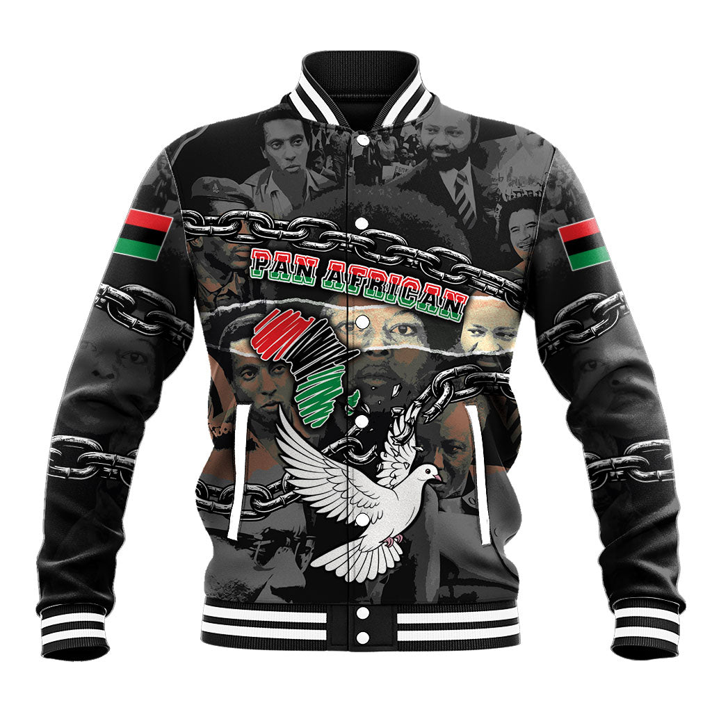 Unified Africa Pan African Raised Fist Peace Dove Chains Baseball Jacket Vintage Freedom Flag Map Collage