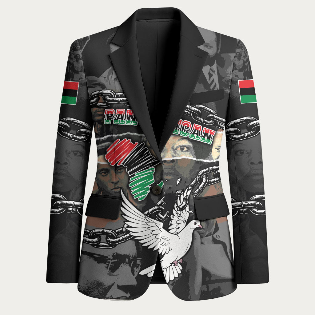 Unified Africa Pan African Raised Fist Peace Dove Chains Blazer Vintage Freedom Flag Map Collage