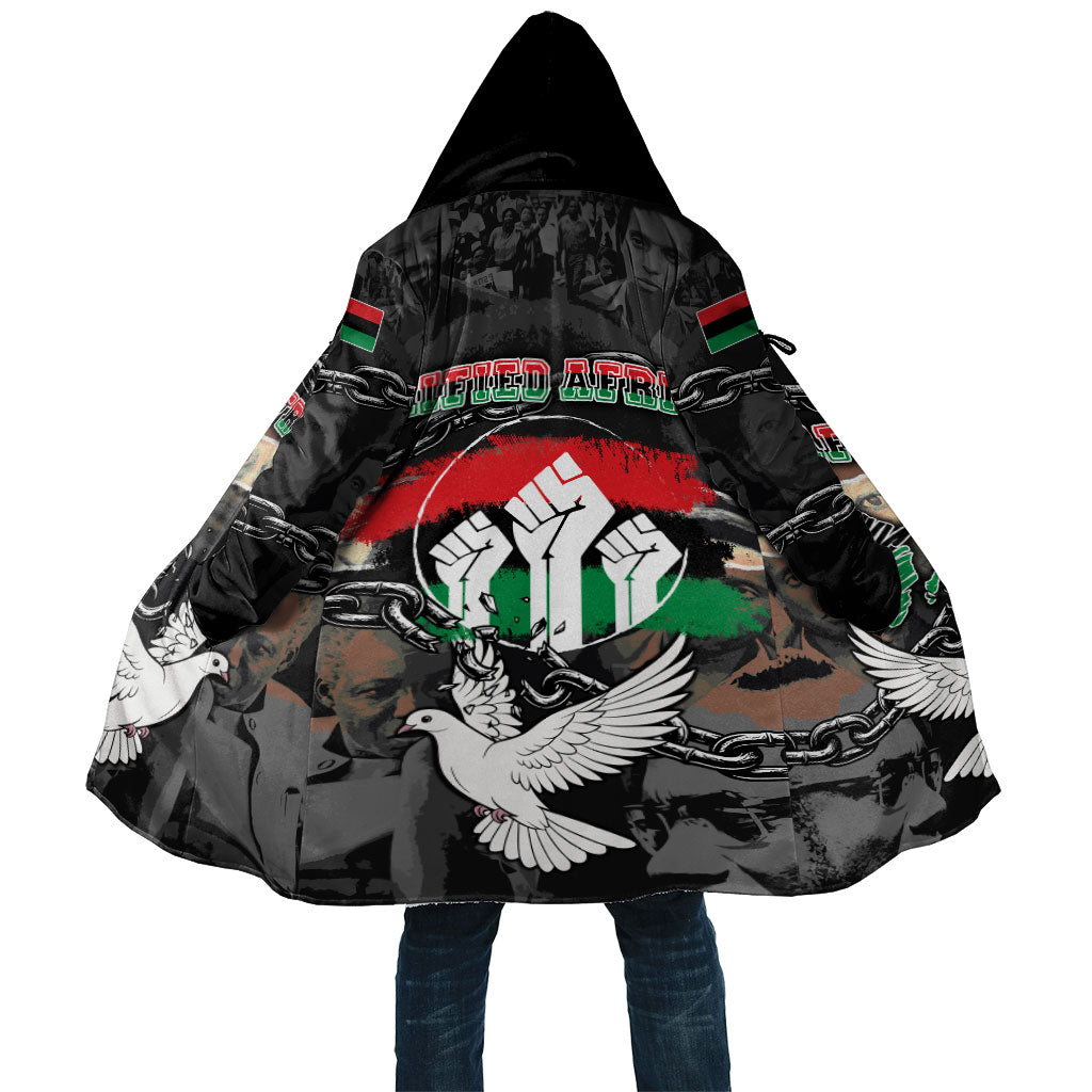 Unified Africa Pan African Raised Fist Peace Dove Chains Cloak Vintage Freedom Flag Map Collage