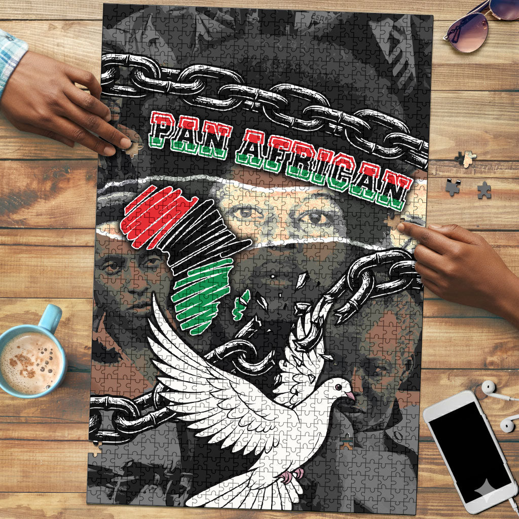 Unified Africa Pan African Raised Fist Peace Dove Chains Puzzle Vintage Freedom Flag Map Collage