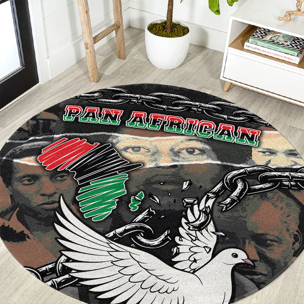 Unified Africa Pan African Raised Fist Peace Dove Chains Round Carpet Vintage Freedom Flag Map Collage
