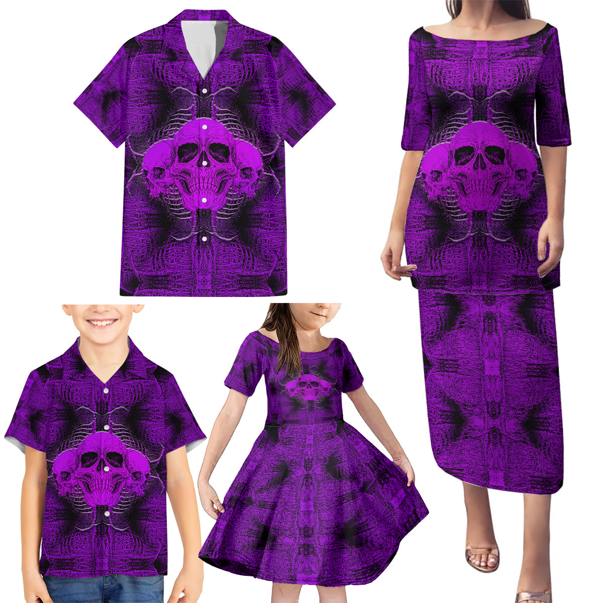 Skull Pattern Family Matching Puletasi Dress and Hawaiian Shirt I Am Who I Am Your Approval Isn't Needed - Wonder Print Shop