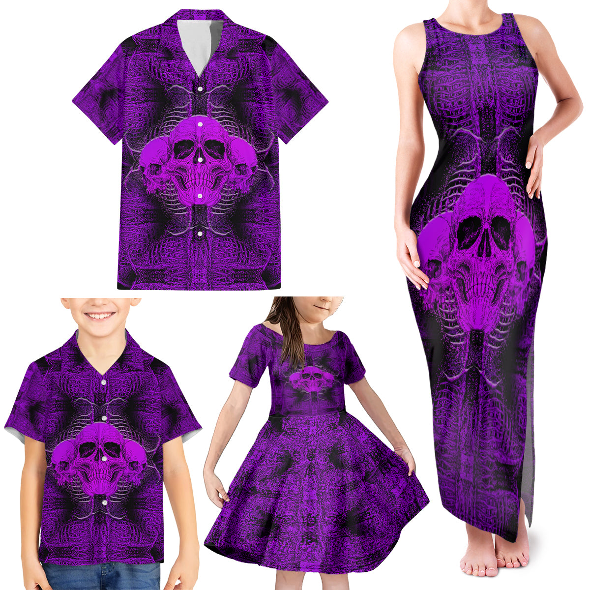 Skull Pattern Family Matching Tank Maxi Dress and Hawaiian Shirt I Am Who I Am Your Approval Isn't Needed - Wonder Print Shop