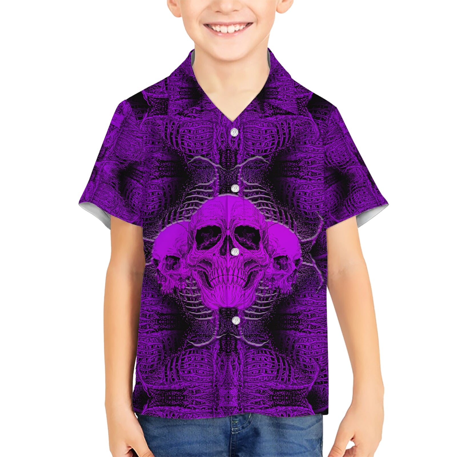 Skull Pattern Kid Hawaiian Shirt I Am Who I Am Your Approval Isn't Needed - Wonder Print Shop