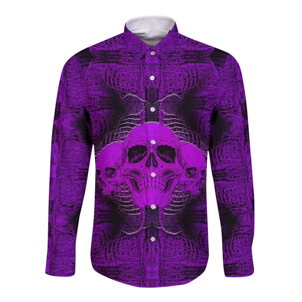 Skull Pattern Long Sleeve Button Shirt I Am Who I Am Your Approval Isn't Needed - Wonder Print Shop