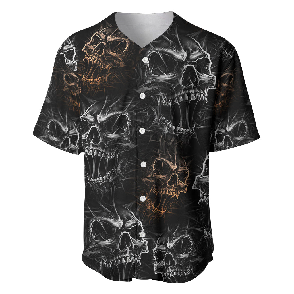 Skull Pattern Baseball Jersey Never Trust The Living - Wonder Print Shop