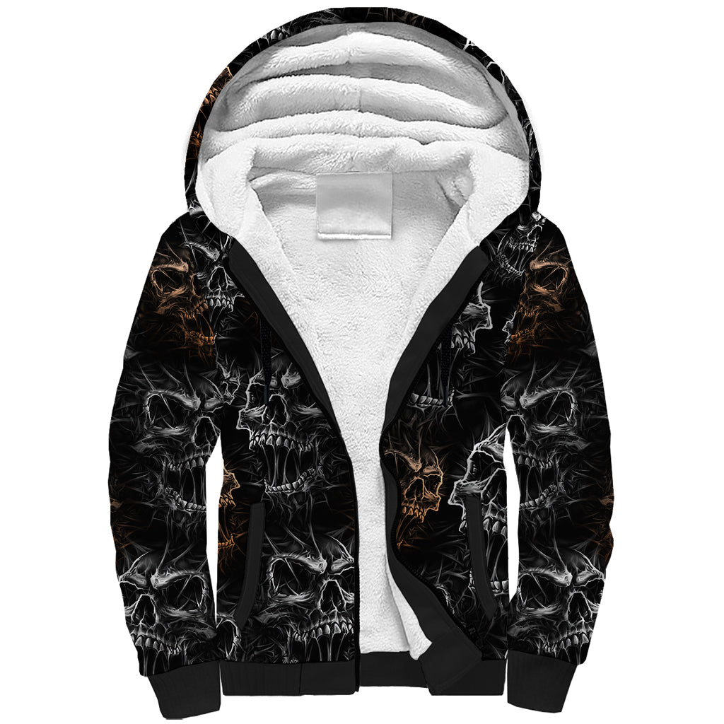 Skull Pattern Sherpa Hoodie Never Trust The Living - Wonder Print Shop