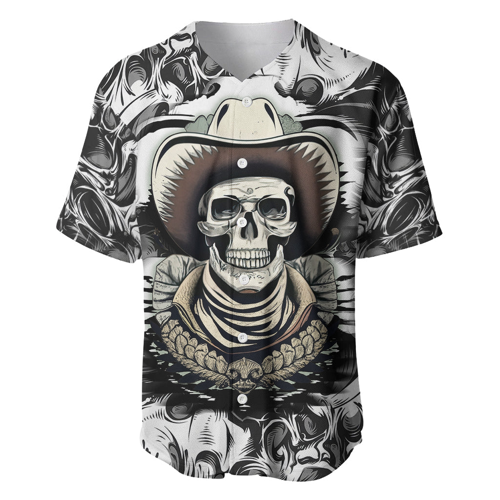 Skull Cowboy Baseball Jersey Out Law - Wonder Print Shop