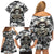 Skull Cowboy Family Matching Off Shoulder Short Dress and Hawaiian Shirt Out Law - Wonder Print Shop