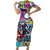 Comic Skull Family Matching Short Sleeve Bodycon Dress and Hawaiian Shirt Pop Art Cartoon Skull Funny - Wonder Print Shop