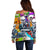 Comic Skull Off Shoulder Sweater Pop Art Cartoon Skull Funny - Wonder Print Shop