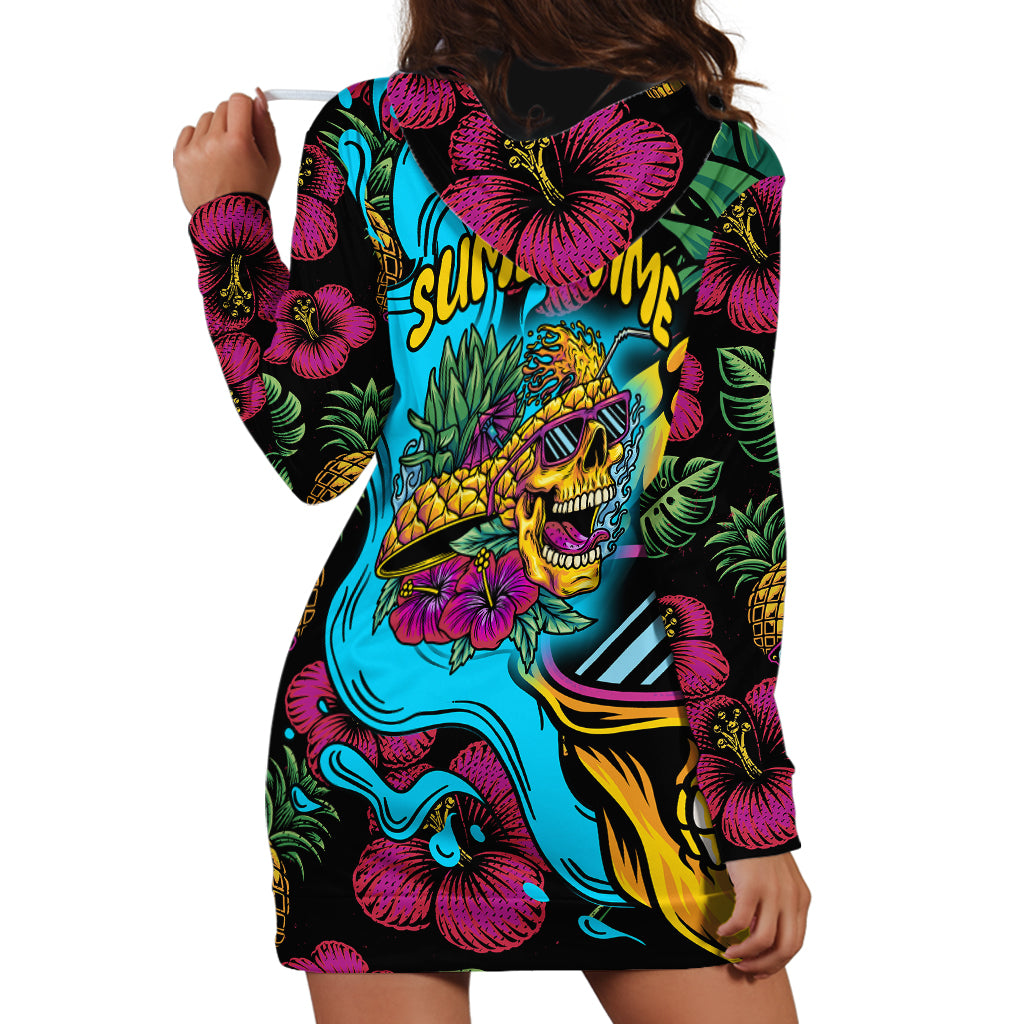 Pineapple Skull Hoodie Dress Sumer Time - Wonder Print Shop