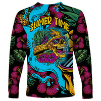 Multicolor long-sleeve shirt with pineapple skull, tropical leaves, and bold 'Sumer Time' text