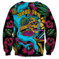 Unisex sweatshirt with multicolor pineapple skull print and long sleeves