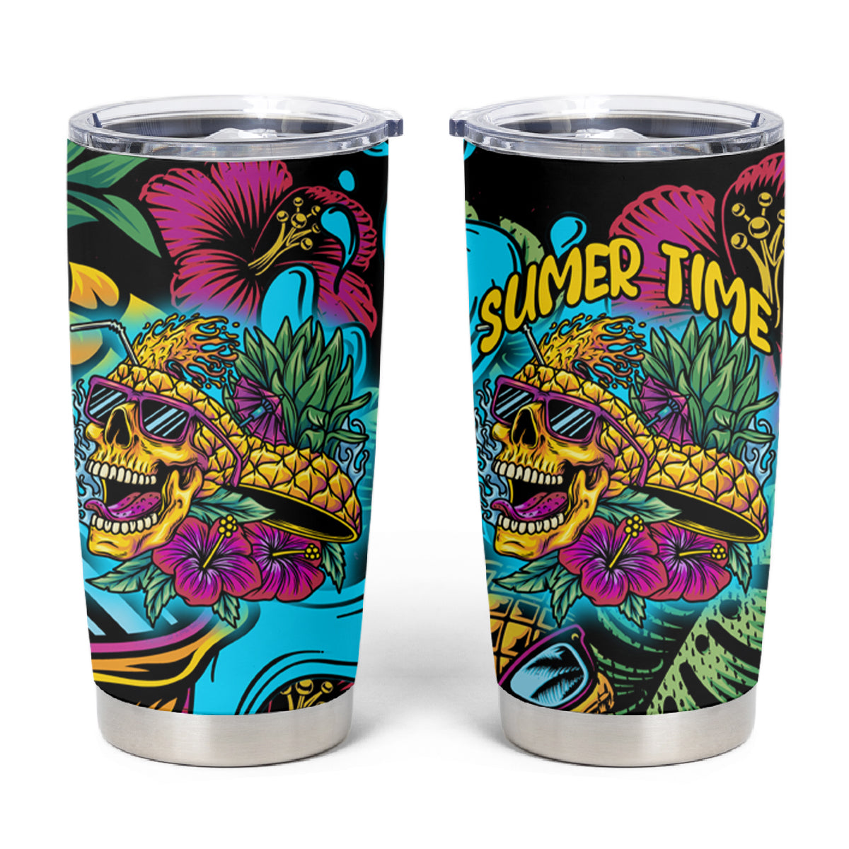 Pineapple Skull Tumbler Cup Sumer Time - Wonder Print Shop