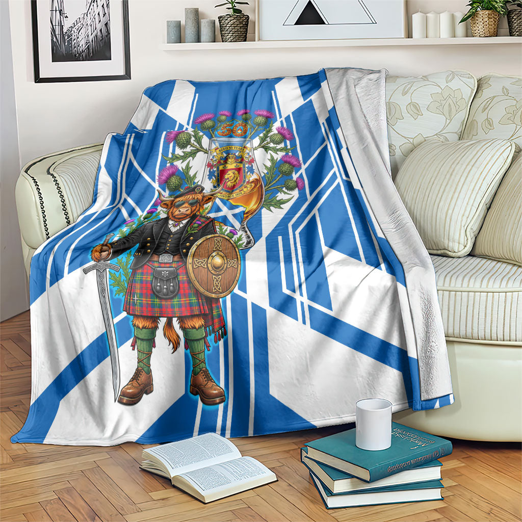 Scotland 50th Birthday Highland Cow Blanket Scottish Vintage 1976 Flag Whisky Thistle Celtic