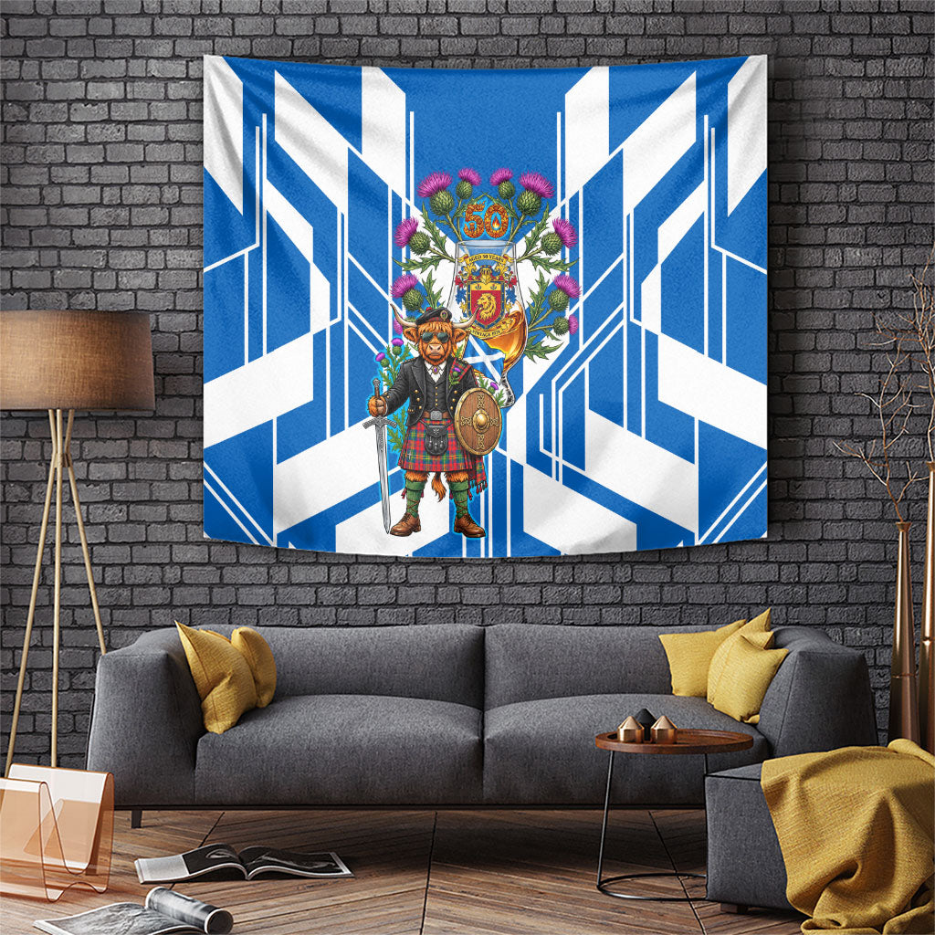 Scotland 50th Birthday Highland Cow Tapestry Scottish Vintage 1976 Flag Whisky Thistle Celtic