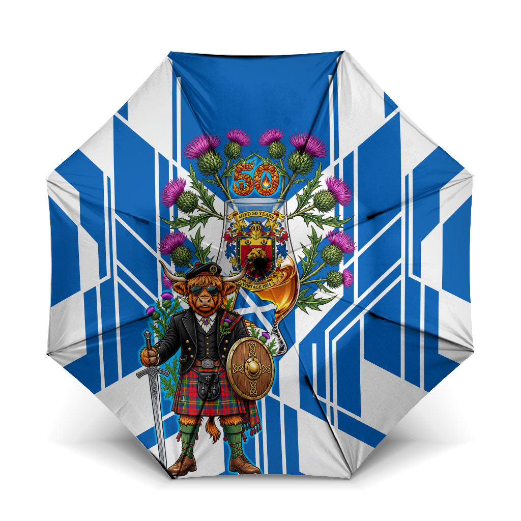 Scotland 50th Birthday Highland Cow Umbrella Scottish Vintage 1976 Flag Whisky Thistle Celtic