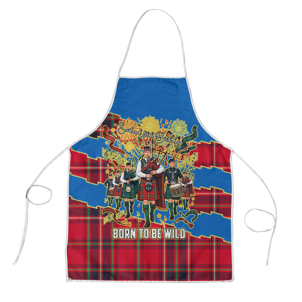Scotland 50th Birthday Apron Tartan Scottish Flag Thistle - Bagpiper Whisky Slainte Mhath