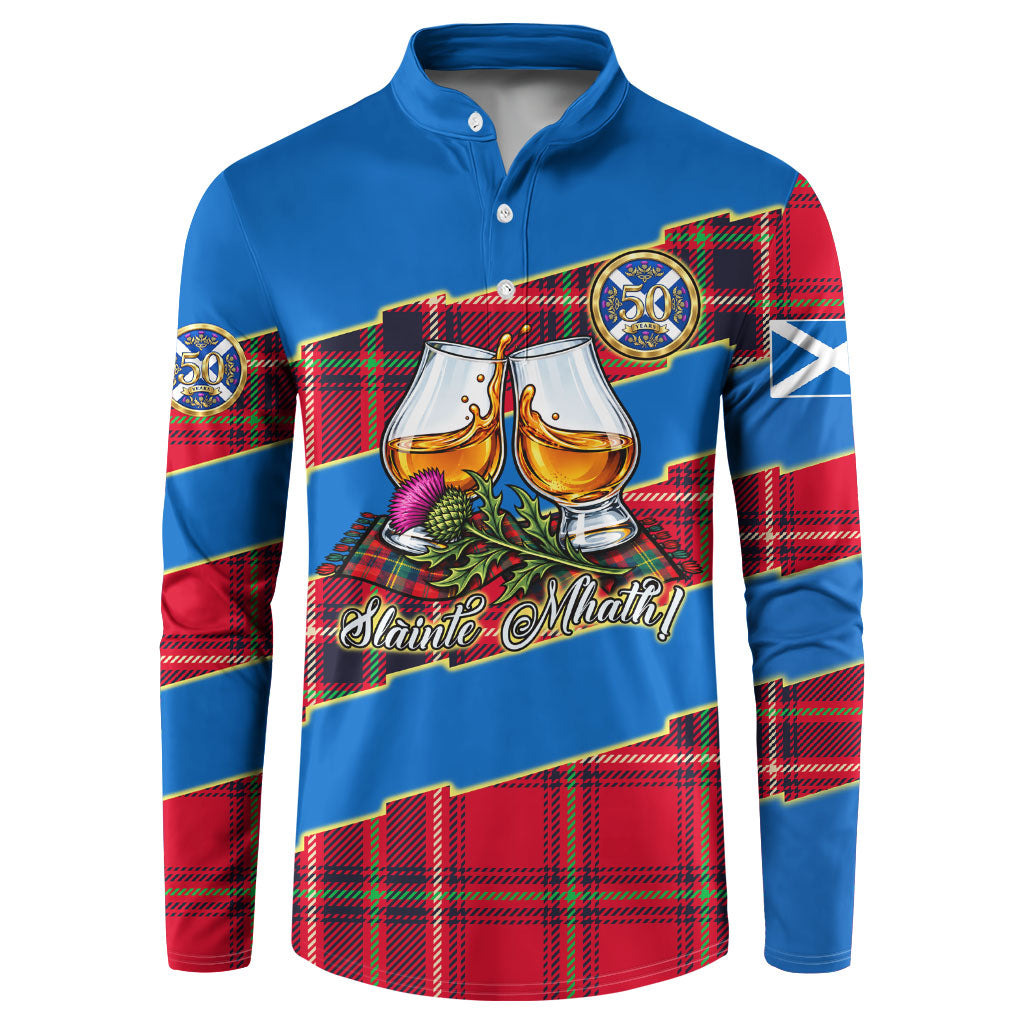 Scotland 50th Birthday Button Sweatshirt Tartan Scottish Flag Thistle - Bagpiper Whisky Slainte Mhath