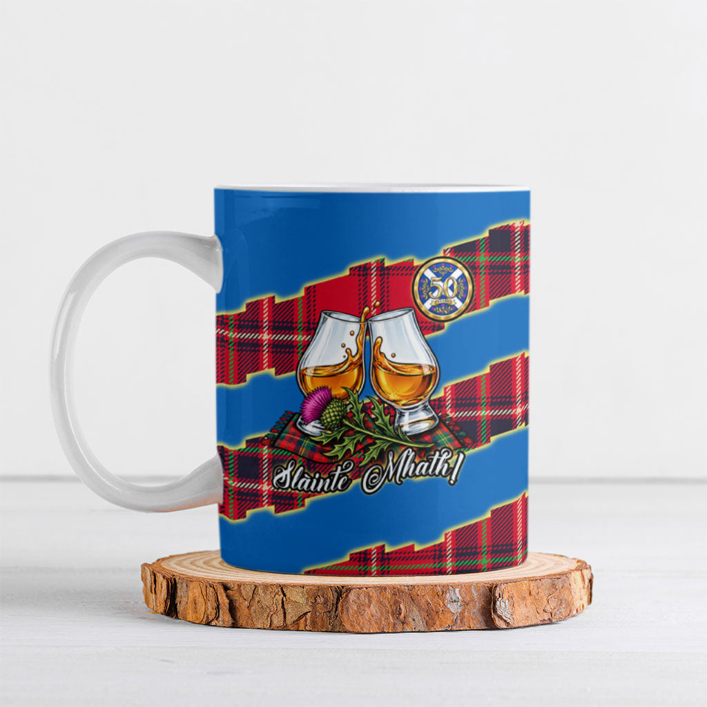Scotland 50th Birthday Ceramic Mug Tartan Scottish Flag Thistle - Bagpiper Whisky Slainte Mhath