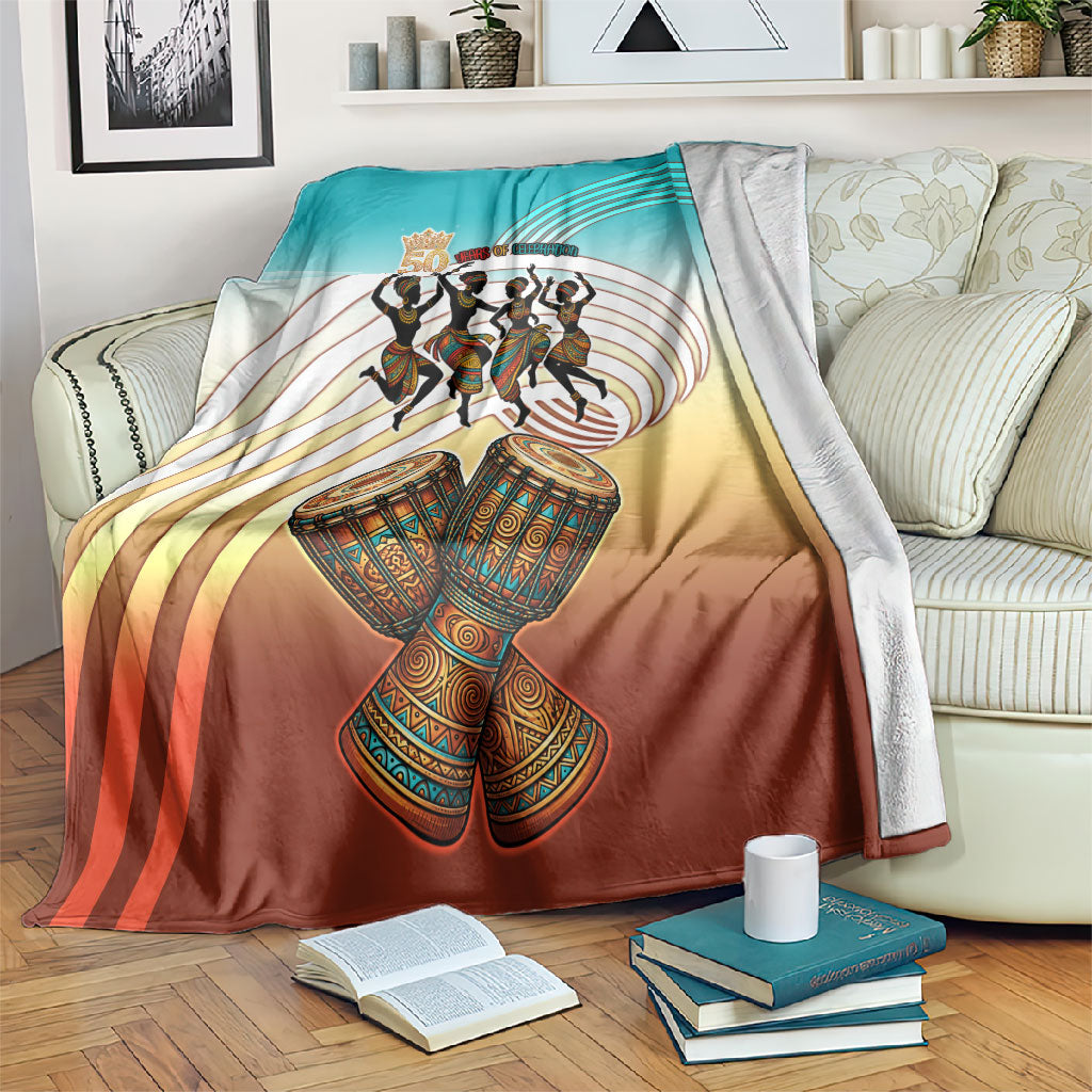 African 50th Birthday Blanket Vibrant Tribal Celebration Drums Vintage 1976
