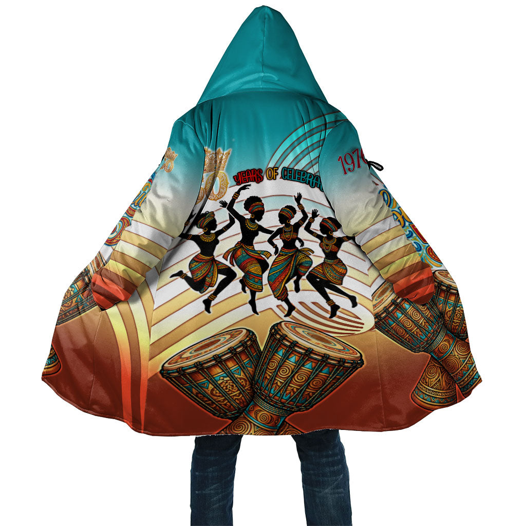 African 50th Birthday Cloak Vibrant Tribal Celebration Drums Vintage 1976