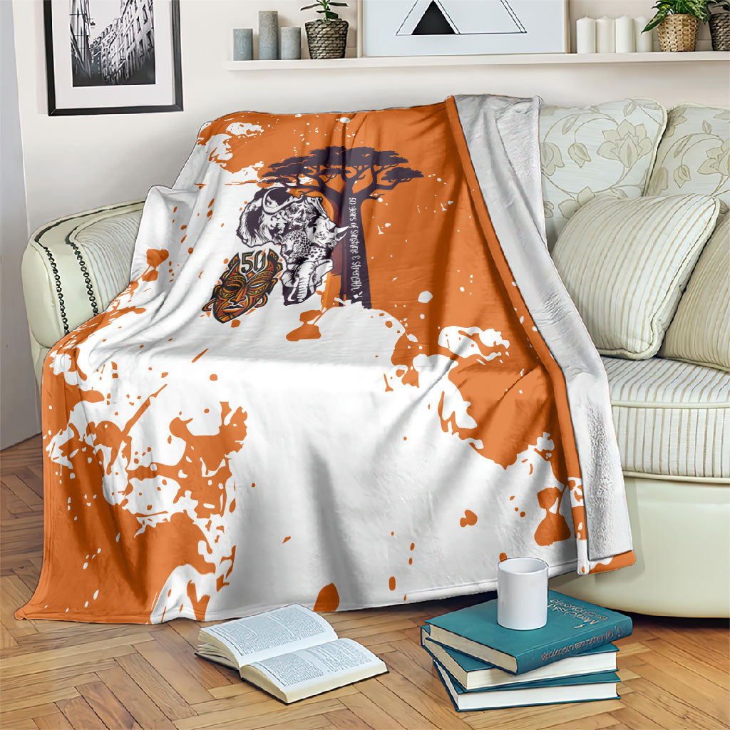African 50th Birthday Wild And Free Blanket Safari Wildlife Map Tribal Mask Heritage Art