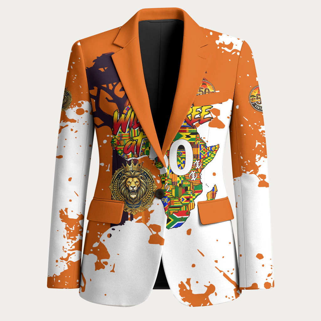 African 50th Birthday Wild And Free Blazer Safari Wildlife Map Tribal Mask Heritage Art