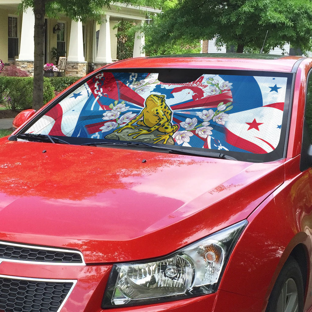 Panama Independence Day Auto Sun Shade Flag Map Bridge Canal Ship - Golden Frog