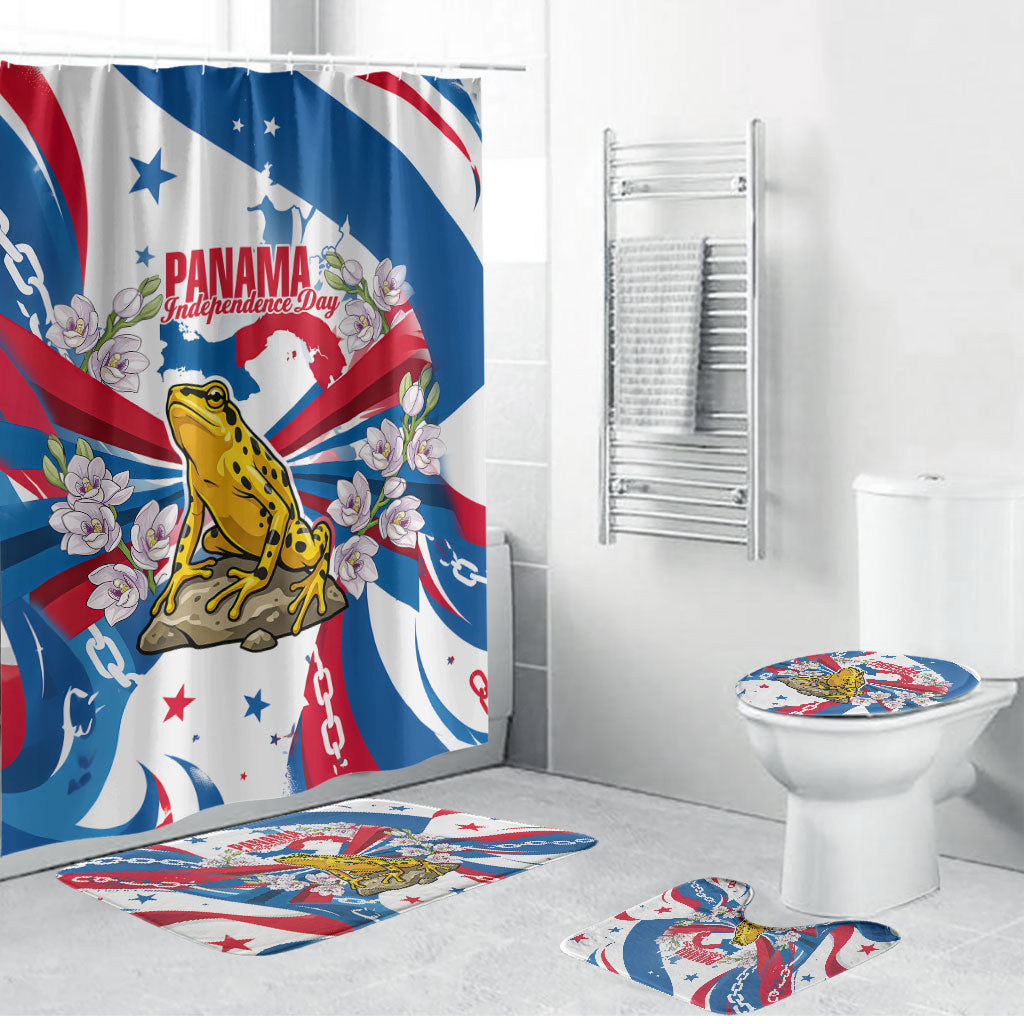 Panama Independence Day Bathroom Set Flag Map Bridge Canal Ship - Golden Frog