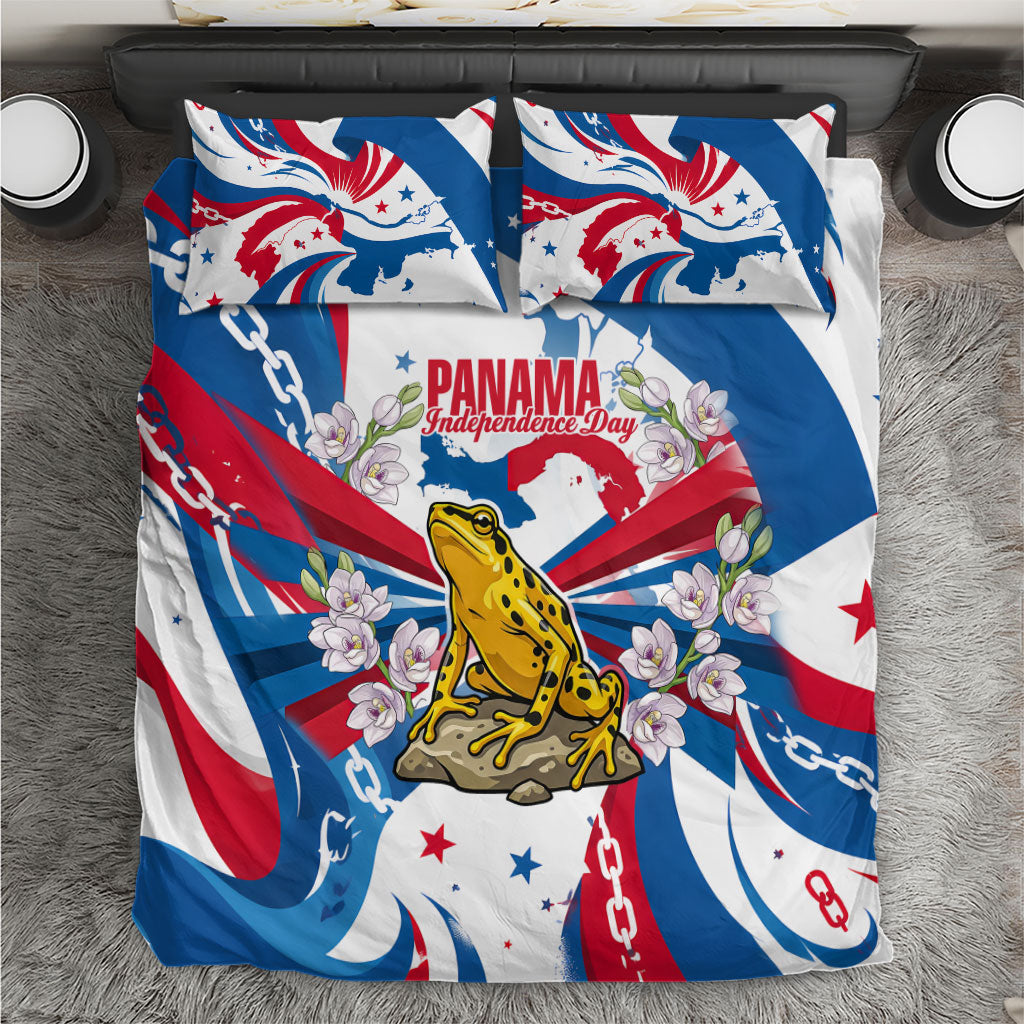 Panama Independence Day Bedding Set Flag Map Bridge Canal Ship - Golden Frog