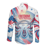Panama Independence Day Long Sleeve Button Shirt Flag Map Bridge Canal Ship - Golden Frog