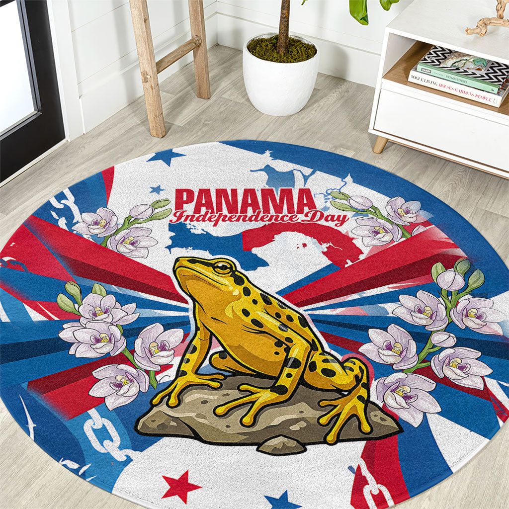 Panama Independence Day Round Carpet Flag Map Bridge Canal Ship - Golden Frog