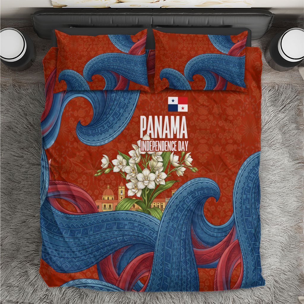 Panama Independence Day Bedding Set Flag Pollera Dancer Holy Spirit Orchid