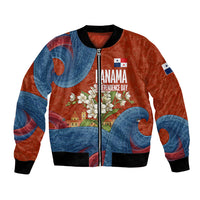 Panama Independence Day Bomber Jacket Flag Pollera Dancer Holy Spirit Orchid