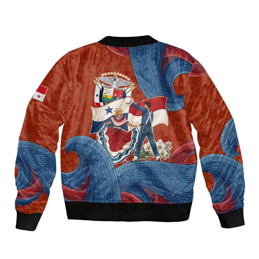 Panama Independence Day Bomber Jacket Flag Pollera Dancer Holy Spirit Orchid