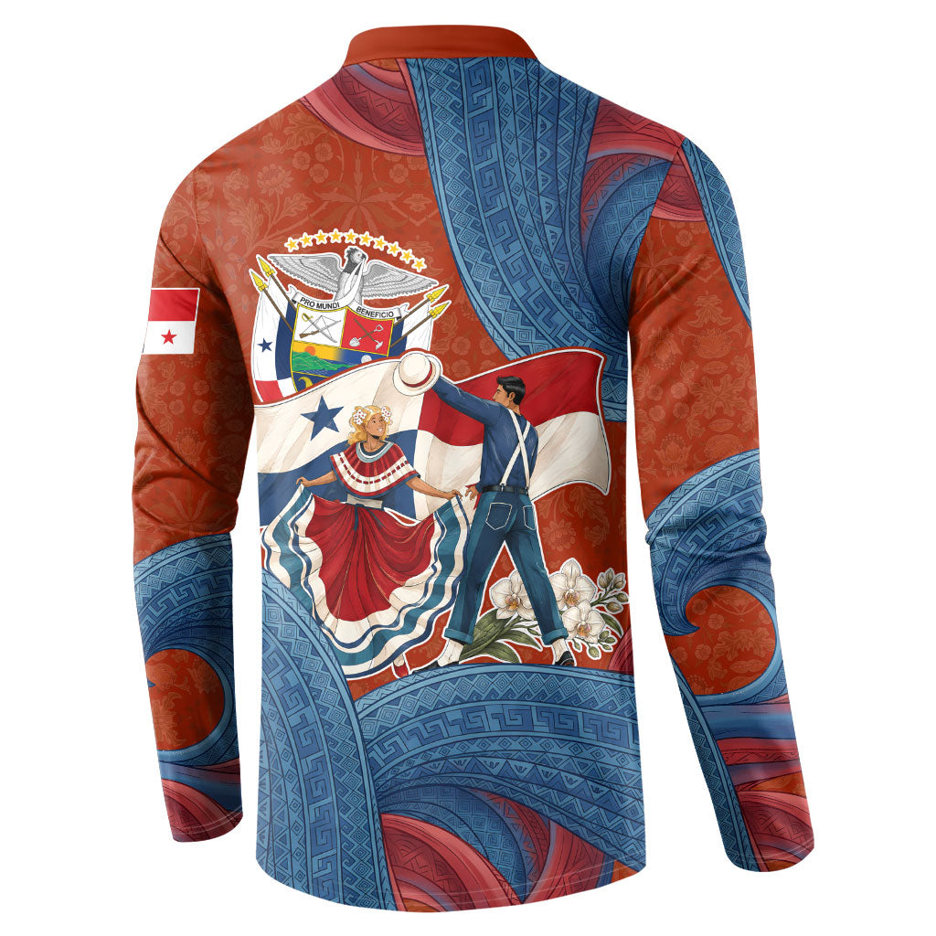 Panama Independence Day Button Sweatshirt Flag Pollera Dancer Holy Spirit Orchid