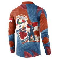 Panama Independence Day Button Sweatshirt Flag Pollera Dancer Holy Spirit Orchid
