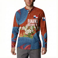 Panama Independence Day Button Sweatshirt Flag Pollera Dancer Holy Spirit Orchid