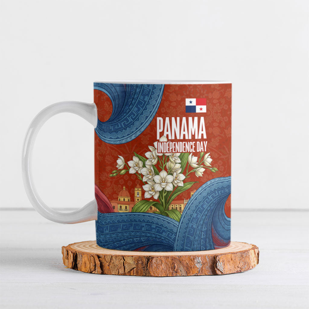 Panama Independence Day Ceramic Mug Flag Pollera Dancer Holy Spirit Orchid
