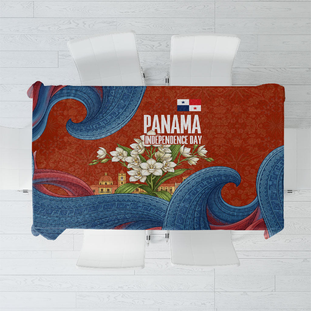 Panama Independence Day Tablecloth Flag Pollera Dancer Holy Spirit Orchid