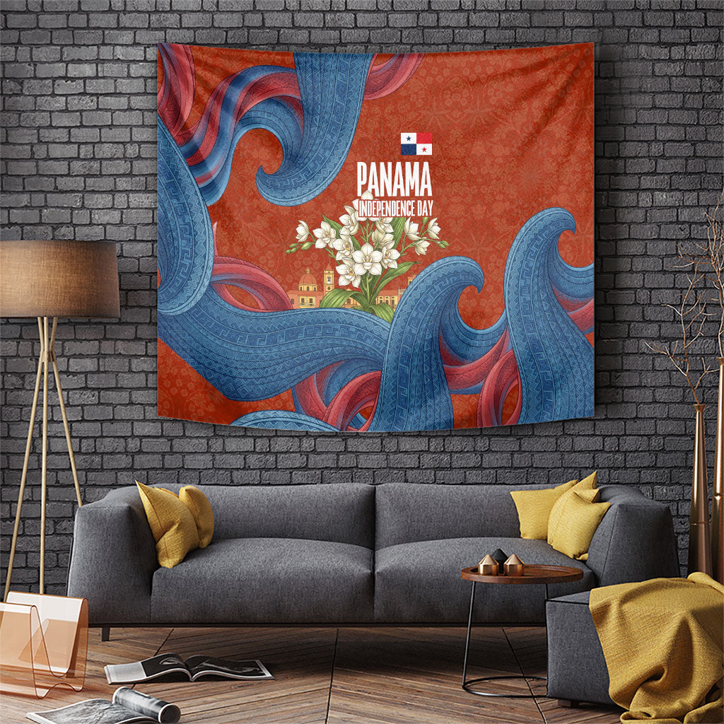 Panama Independence Day Tapestry Flag Pollera Dancer Holy Spirit Orchid