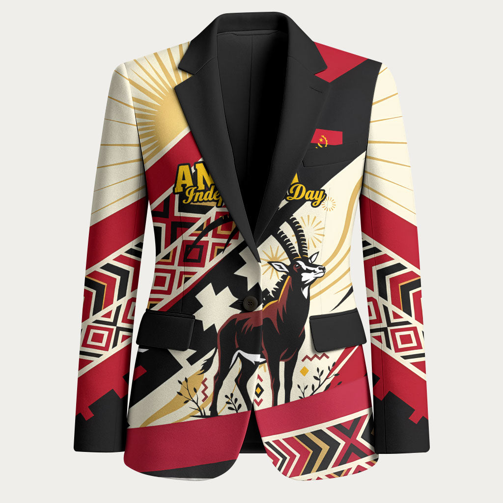 Angola Independence Day Antelope Blazer Flag Coat Of Arms Geometric African